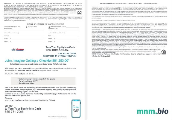 USA Costco Anywhere Visa Card by Citi Bank wyciąg z kredytu hipotecznego w formatach Word i PDF, 4 strony 3-4